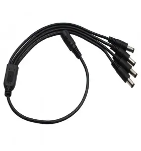 1 Female to 4 Male Black Adapter Cable DC Power Splitter 2.1mm Strip Light