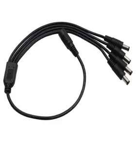 1 Female to 4 Male Black Adapter Cable DC Power Splitter 2.1mm Strip Light