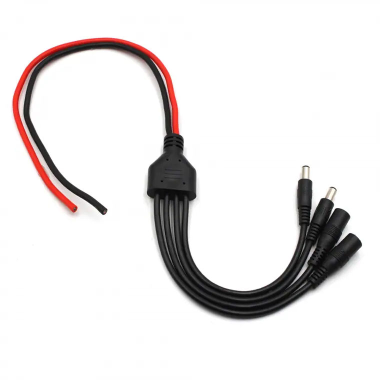 cable tv splitter 1to 4 bare 2core dc5521mm male female with lock power cable