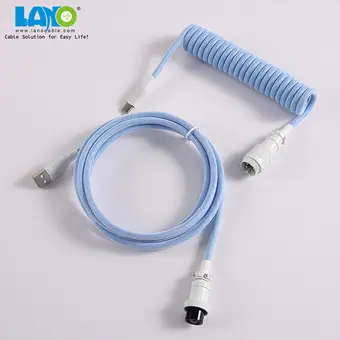 custom techflex GX16 aviator usb c coiled mechanical keyboard cable aviation spring Double sleeve USB