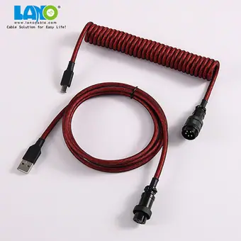 custom techflex GX16 aviator usb c coiled mechanical keyboard cable aviation spring Double sleeve USB