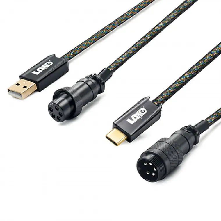 custom techflex GX16 aviator usb c coiled mechanical keyboard cable aviation spring Double sleeve USB