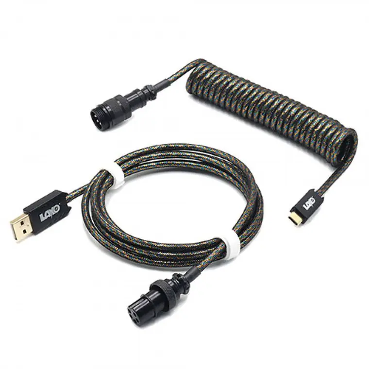 custom techflex GX16 aviator usb c coiled mechanical keyboard cable aviation spring Double sleeve USB