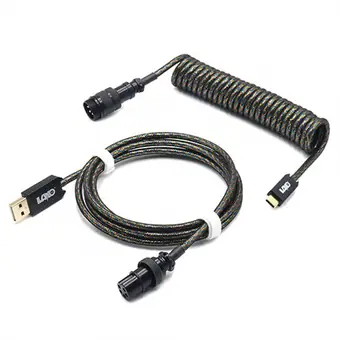 custom techflex GX16 aviator usb c coiled mechanical keyboard cable aviation spring Double sleeve USB
