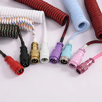 custom techflex GX16 aviator usb c coiled mechanical keyboard cable aviation spring Double sleeve USB view 2