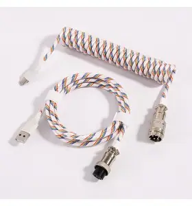 custom techflex GX16 aviator usb c coiled mechanical keyboard cable aviation spring Double sleeve USB