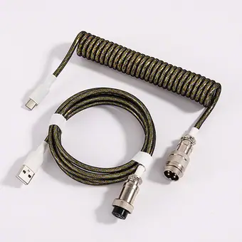 custom techflex GX16 aviator usb c coiled mechanical keyboard cable aviation spring Double sleeve USB view 2