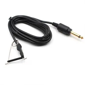 2M Black Silicone 22 AWG Metal Clamp 60mm to 2 Pole 6.35mm Mono Jack Plug Cable view 2