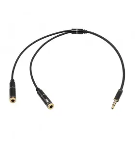 3.5mm 4pole male to 3.5mm stereo female and microphone audio cable