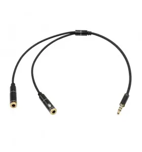 3.5mm 4pole male to 3.5mm stereo female and microphone audio cable
