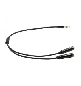 3.5mm 4pole male to 3.5mm stereo female and microphone audio cable view 2
