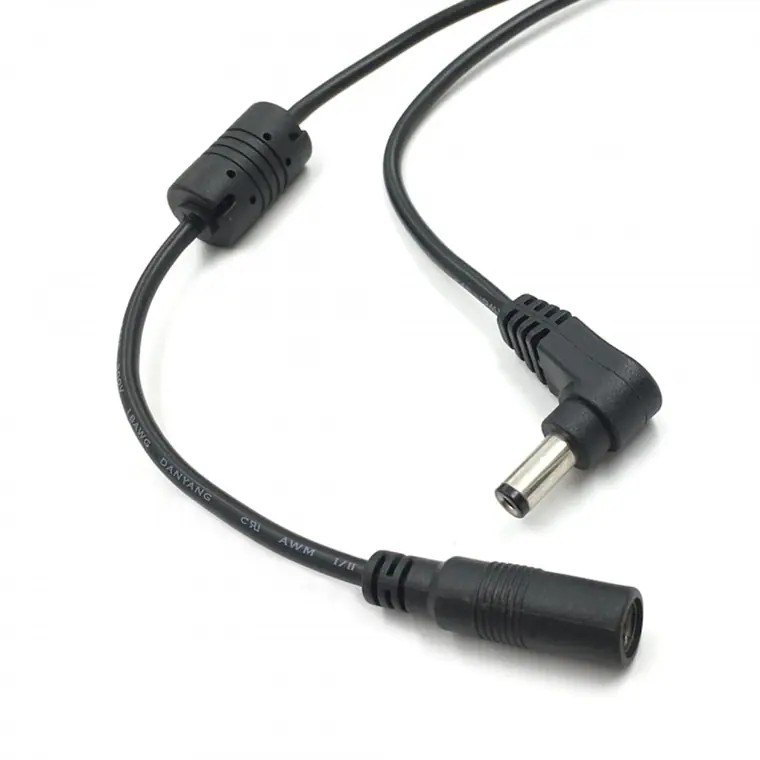 dc5.5*2.5 angle male to one dc5.5*2.5 female with Magnet ring and dc5.5*2.5 angle male splitter cable