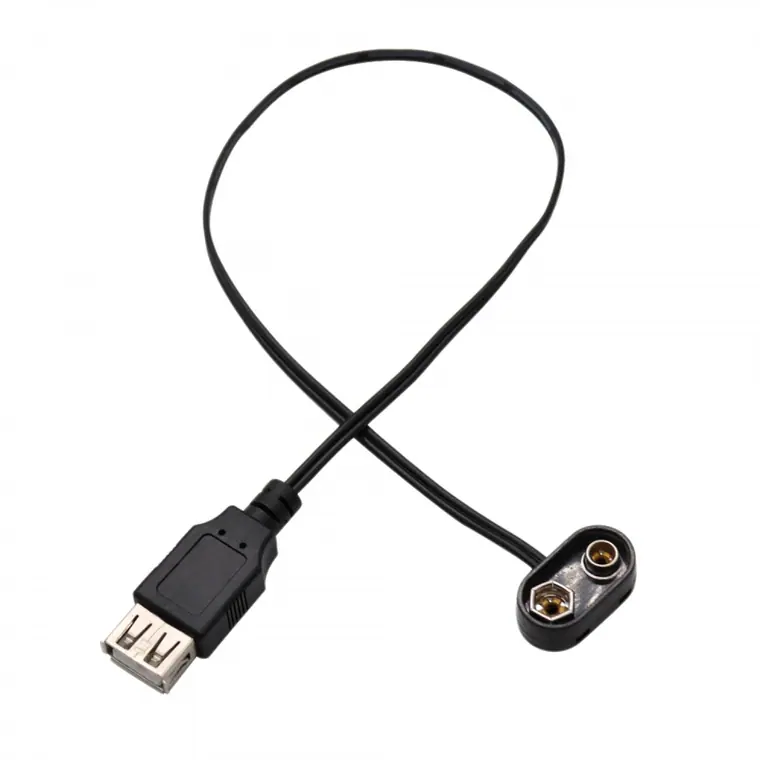 9V Battery Male Clip Converter Snap Connector to USB Female Use for Guitar Effect Pedal