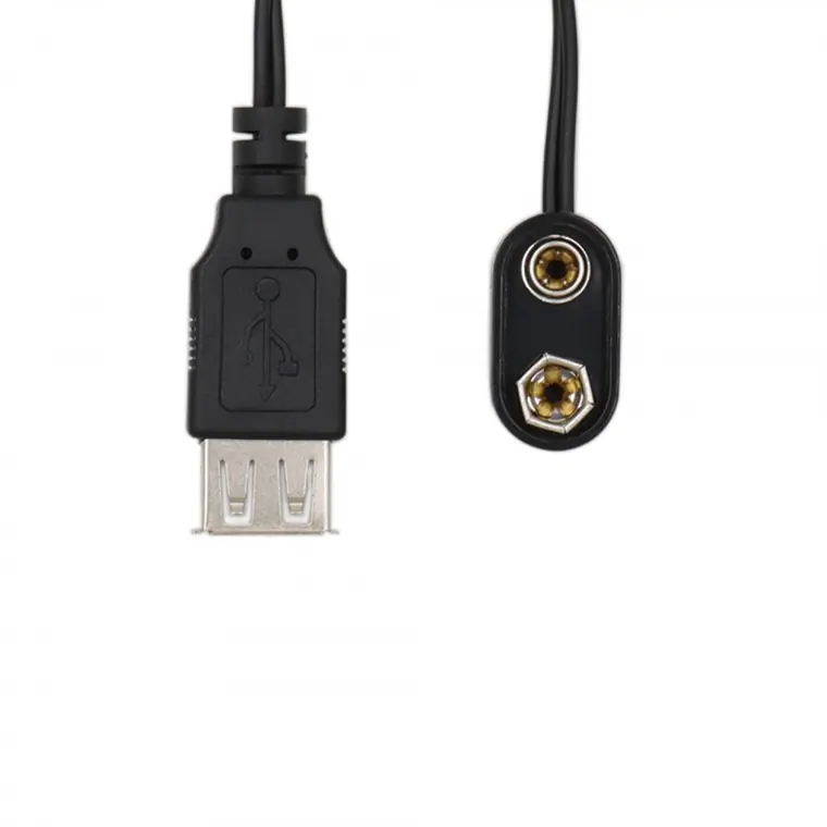 USB female to 9v battery snap hard shell cable battery snap hard