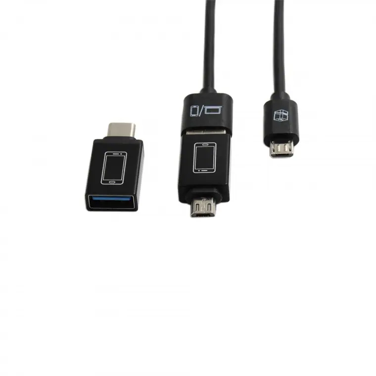 USB to micro custom logo data cable with Type-c\micro adapter