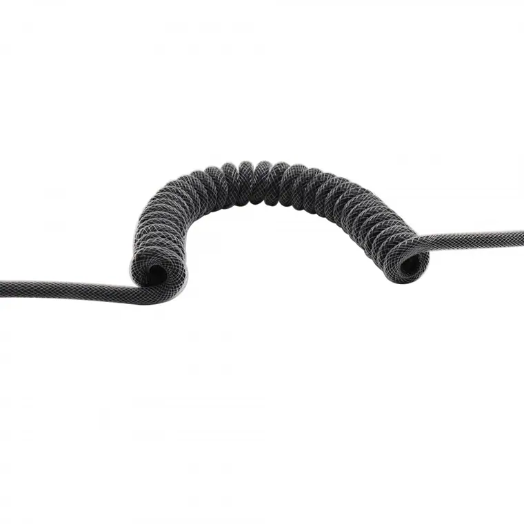 PVC wire add PP sheath and PET sleeving spring cable Crimped length 16cm arm length 14cm