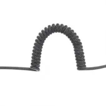 PVC wire add PP sheath and PET sleeving spring cable Crimped length 16cm arm length 14cm view 2