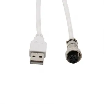 GX12-5P 5PIN female Aviation plug to USB white braid Cable PVC wire add PP sheath and PET sleeving view 2