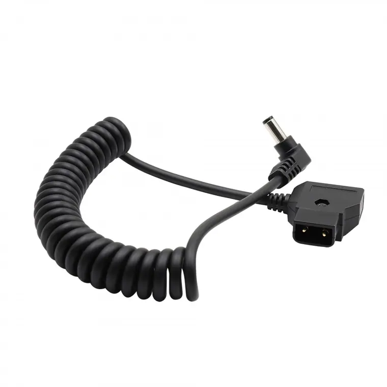 dc5.5*2.5mm angle male to d-tap male spring cable