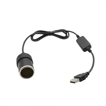 5V 2A USB To 12V Cigarette Lighter Cable Socket Male Female Adapter For Car