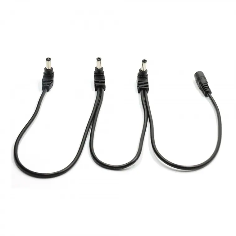 dc5.5*2.1 female to 3 angle male 3Way Pedal Power Daisy Chain Cable Splitter