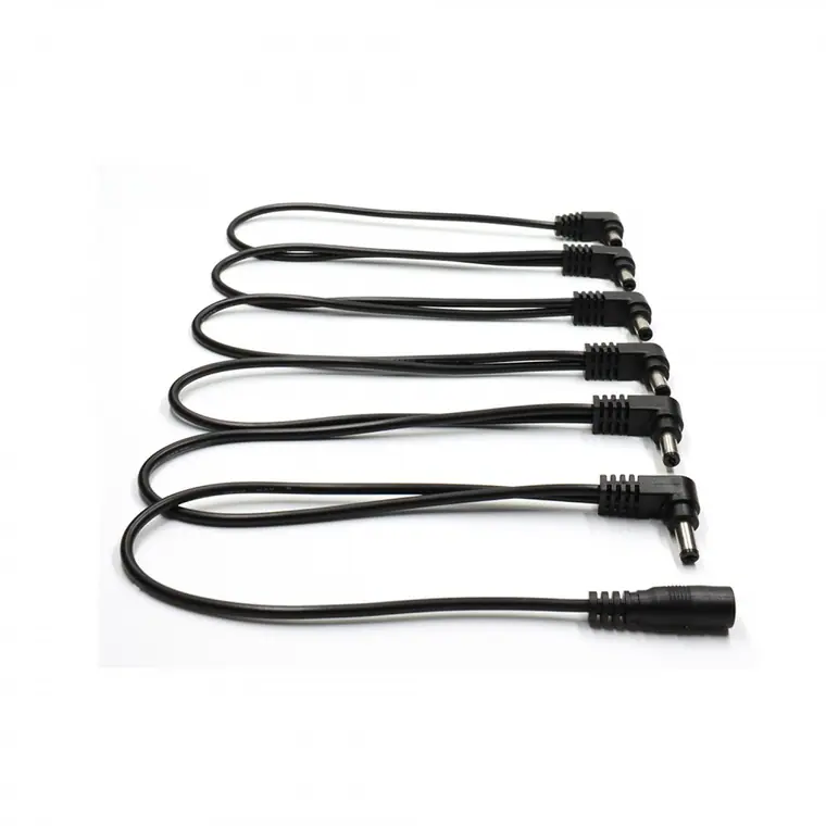 dc5.5*2.1 female to 6 angle male 6Way Pedal Power Daisy Chain Cable Splitter