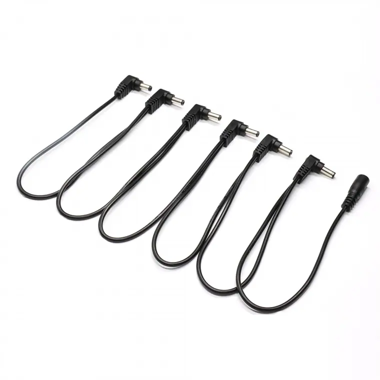 dc5.5*2.1 female to 6 angle male 6Way Pedal Power Daisy Chain Cable Splitter