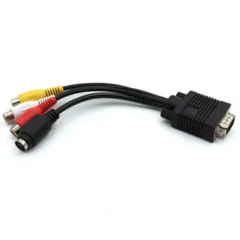 15pin VGA male to3RCA female and4PIN DIN adapter