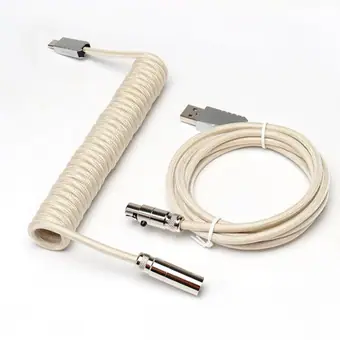 5PIN male Mini XLR to Type-c metal Khaki clear wire and usb metal to 5pin Mini XLR female Khaki clear wire cable set + silver connector