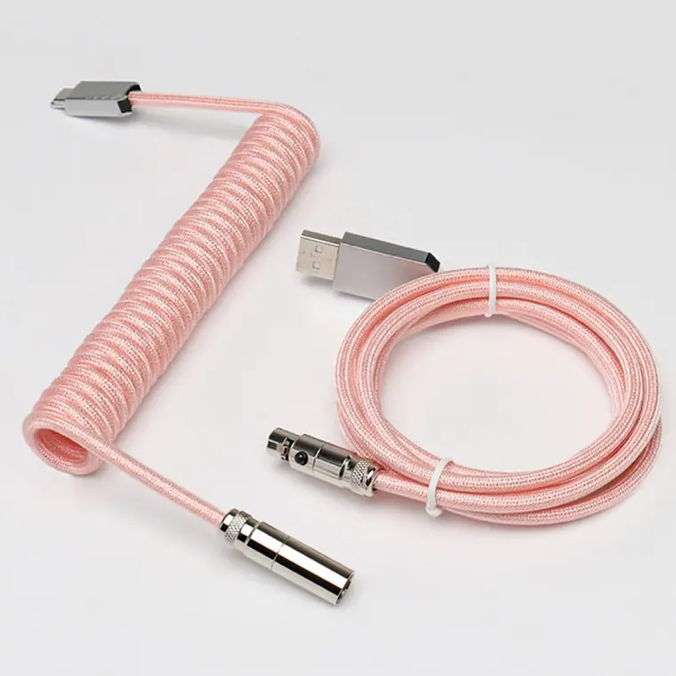 custom coiled aviator cable laser double sided usb metal flat charger cable usb char gaming keyboard usb cable
