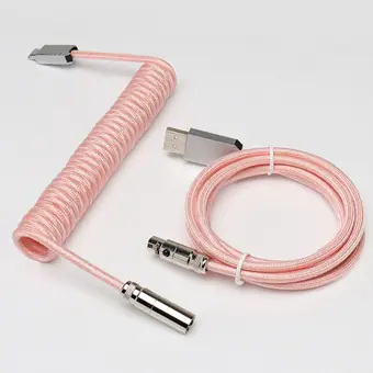 5PIN male Mini XLR to Type-c metal light pink wire and usb metal to 5pin Mini XLR female light pink wire cable set + silver connector