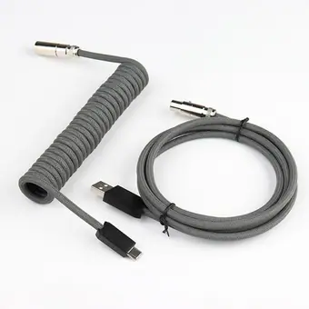 5PIN male Mini XLR to Type-c metal Grey wire and usb metal to 5pin Mini XLR female Grey wire cable set+silver connector