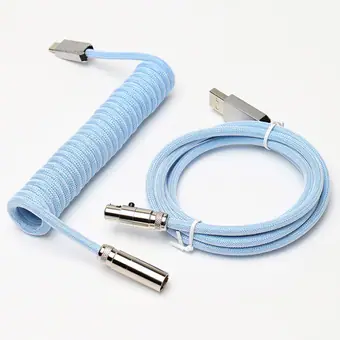 5PIN male Mini XLR to Type-c metal Blue white wire and usb metal to 5pin Mini XLR female Blue white wire cable set + silver connector