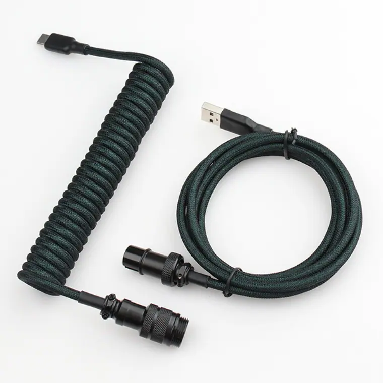5PIN male GX16 aviator to Type-c Dark Green wire and usb to 5pin gx16 female cable set black aviator