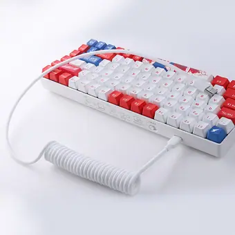 Mechanical Keyboard Cable Customization Nylon Braided Net Wrap Aviation Cable USB C Spring Aviator Cable Gaming Mechanical Keyboard Coiled Cables view 2