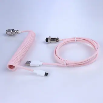 Type c to 5PIN male aviator and usb to 5pin aviator female light pink macarons wire cable converter ps2 to usb coiled mechanical keyboard cable
