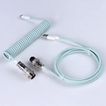 custom c mechanical keyboard cable spring coiled GX16 C cable light cyan