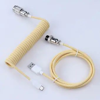 Type c to 5PIN male aviator Mechanical Spiral Keyboard Aviator Connector Cable Coiled Type C Nylon USB Cable