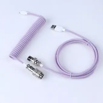 Custom GX16 aviator usb c coiled mechanical keyboard cable aviation spring Double sleeve coiled usb C cable