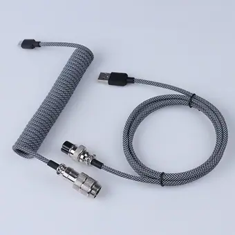 Nylon Braided Spring Metal GX16 Aviator USB C Cable Coiled KeyBoard red Cable For Mechanical Keyboard