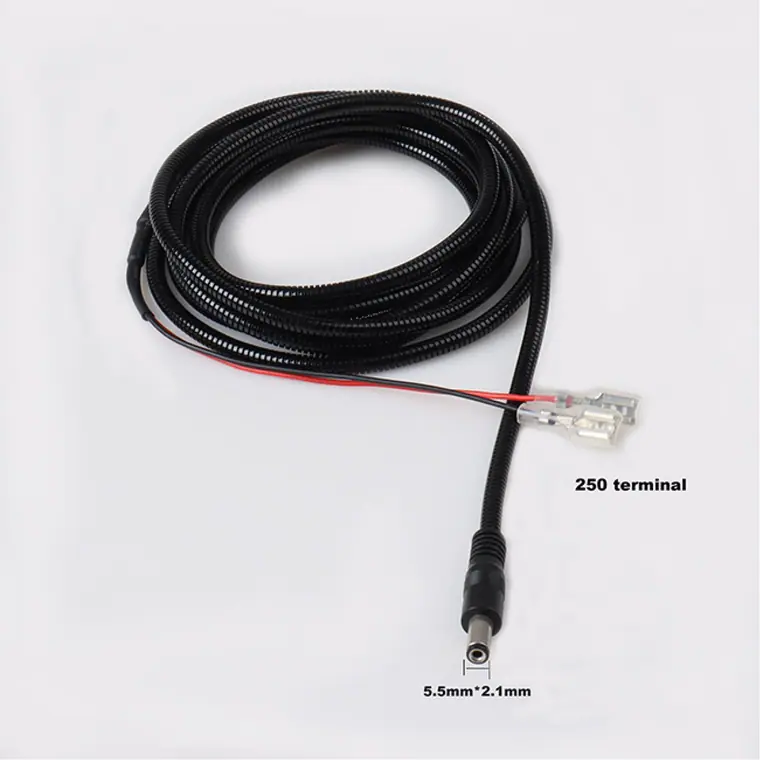 dc5.5*2.1mm to 250 terminal metal cable Flexible Spring Metal Braided Spring Metal dc cable