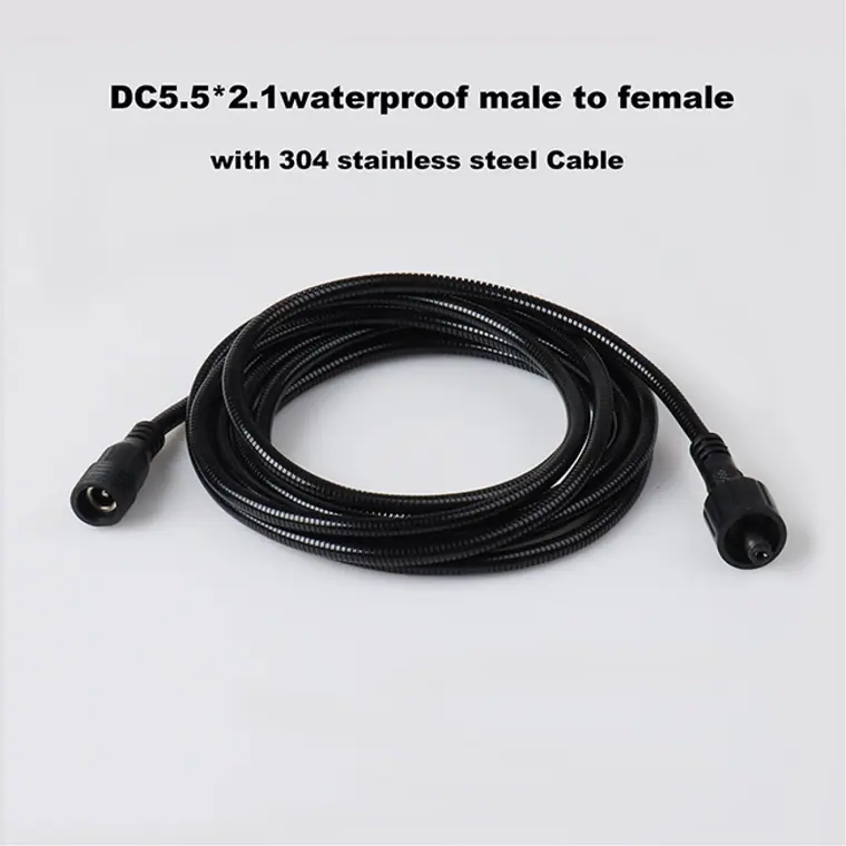 dc jack pin 2.5mm*5.5mm male connector metal spring braided cable for camera