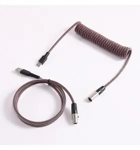 custom techflex GX16 aviator usb c coiled mechanical keyboard cable aviation spring Double sleeve USB