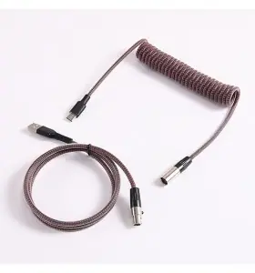 custom techflex GX16 aviator usb c coiled mechanical keyboard cable aviation spring Double sleeve USB
