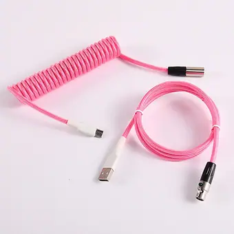 custom techflex GX16 aviator usb c coiled mechanical keyboard cable aviation spring Double sleeve USB
