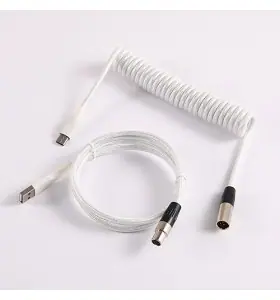 custom techflex GX16 aviator usb c coiled mechanical keyboard cable aviation spring Double sleeve USB