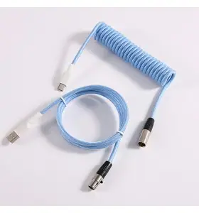 custom techflex GX16 aviator usb c coiled mechanical keyboard cable aviation spring Double sleeve USB