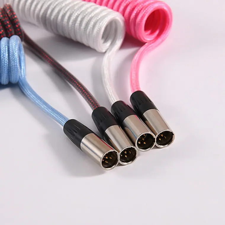 custom techflex GX16 aviator usb c coiled mechanical keyboard cable aviation spring Double sleeve USB