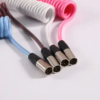 custom techflex GX16 aviator usb c coiled mechanical keyboard cable aviation spring Double sleeve USB view 3