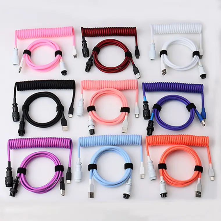 type c spring spiral usb cable mechanical keyboard coiled cable coiled type c usb mechanical cable